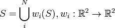 S = \bigcup_i^N w_i(S), w_i:\mathbb{R}^2\to\mathbb{R}^2