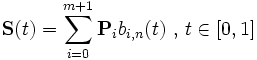 \mathbf{S}(t)= \sum_{i=0}^{m+1} \mathbf{P}_{i} b_{i,n}(t) \mbox{ , } t \in [0,1]