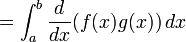 = \int_a^b \frac{d}{dx} ( f(x) g(x) ) \, dx 
