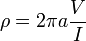 \rho 2 \pi \frac {
V}
{mi}