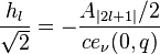 \frac {h_l} {\sqrt{2}}=- \frac {A_{|2l+1|}/2} {ce_{\nu}(0,q)}