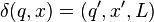 \delta(q,x) = (q', x', L)