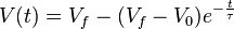 V(t) = V_{f}-(V_{f}-V_{0})e^{-\frac{t}{\tau}}
