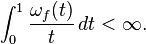 \int_0^1 \frac{\omega_f(t)}{t}\,dt < \infty.