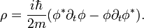 \rho = \frac{i\hbar}{2m}(\phi^*\partial_t\phi - \phi\partial_t\phi^*).