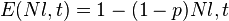 E (Nl, t) = 1 - (1 - p) Nl, t