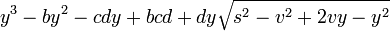 y^3 - by^2 - cdy + bcd + dysqrt{s^2 - v^2 + 2vy - y^2}