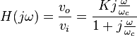 H(j omega) = frac{v_o}{v_i} = frac {Kj frac{omega}{omega_c}}{1+jfrac{omega}{omega_c}}