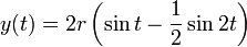y(t) = 2r \left( \sin t - {1 \over 2} \sin 2 t \right) \,