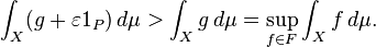 \int_X (g+\varepsilon 1_P) '\' 