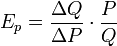 E_{p} = \frac{\Delta Q}{ \Delta P}\cdot\frac{P}{Q}