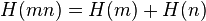 H (mn) = H (m) +H (n)