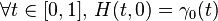 forall t in [0,1], , H(t,0) = gamma_0(t) 