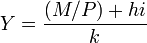  Y= \frac{(M/P)+hi}{k}