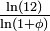 textstyle{frac {ln(12)} {ln(1+phi)}}