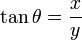 \tan \theta = \frac {x}{y}