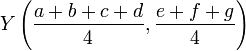 Y\left(\frac{a+b+c+d}{4},\frac{e+f+g}{4}\right)