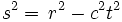 s^2 = \, r^2 - c^2 t^2