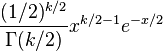 frac{(1/2)^{k/2}}{Gamma(k/2)} x^{k/2 - 1} e^{-x/2},