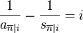 \frac {
1}
{
a_ {
\overline {
n}
|
mi}
}
- \frac {
1}
{
s_ {
\overline {
n}
|
mi}
}
= mi