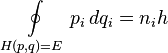 
\oint\limits_{H(p,q)=E} p_i \, dq_i = n_i h
