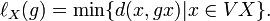 \ell_X(g)=\min\{ d(x,gx) | x\in VX\}.