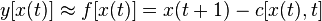   y[x(t)] \approx f[x(t)] = x(t+1)- c[x(t),t] 