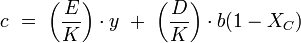 c  =  left( {E over K} right) cdot y   +  left( {D over K}  right) cdot b (1-X_C )