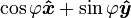 cosine of phi in the x-hat direction plus sine of phi in the y-hat direction