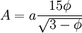 A = afrac {15phi}{sqrt{3 -phi}}