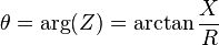 \theta = \arg (Z) = \arctan {X \over R}