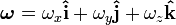 \quad \boldsymbol{\omega} = \omega_x \mathbf{\hat{i}} + \omega_y \mathbf{\hat{j}} + \omega_z \mathbf{\hat{k}} 