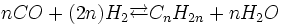 n CO + (2n) H_2 \overrightarrow \leftarrow C_n H_{2n} + n H_2O