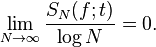 \lim_ {
N\to\infty}
\frac {
S_N (f;
t)}
{
\log N}
= 0.