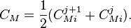 C_M= \frac{1}{2} (C_{Mi}^{j+1} + C_{Mi}^{j}).