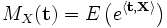  M_X(\mathbf{t}) = E\left( e^{\langle \mathbf{t}, \mathbf{X}\rangle}\right) 