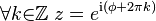    \forall{k}{\in}\mathbb{Z}\; z =     e^{\mathrm{i}(\phi + 2\pi{}k)}