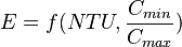 \ E = f (NTU, \ frac {C_ {menit}} {C_ {max}})