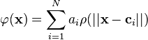 \varfi (\matbf {
x}
)
= \sum_ {
i 1}
^ n-a_i \rho (|
|
\matbf {
x}
\mathbf {
c}
_i|
|)