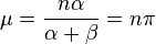 
\mu = \frac{n\alpha}{\alpha+\beta}=n\pi
\!