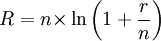 R=n{times}ln{left(1+frac{r}{n}right)}
