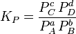 K_P = \frac{P_C^c\, P_D^d} {P_A^a\, P_B^b}