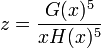 \displaistile z=\frac {
G (x)^ 5}
{
ksH (x)^ 5}