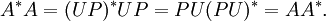 A^÷ A = (SUPREN)^÷ SUPREN LAŬ = PU (PU)^÷ = AA^÷.
'\' 