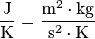 \mathrm{\frac{J}{K}}=\mathrm{\frac{m^2\cdot kg}{s^2\cdot K}}