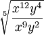 sqrt[5]frac{x^{12}y^4}{x^9y^2}