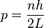 
p = \frac{nh}{2L}