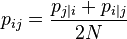p_{ij} = \frac{p_{j|i} + p_{i|j}}{2N}