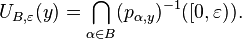 U_ {
B, \varepsilon}
(y) = \bigcap_ {
\alfa\in B}
(p_ {
\alpha, y}
)
^ {
- 1}
([0, \varepsilon))
.