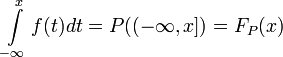 \int\limits_{-\infty}^x f(t)dt=P((-\infty, x])=F_P(x)